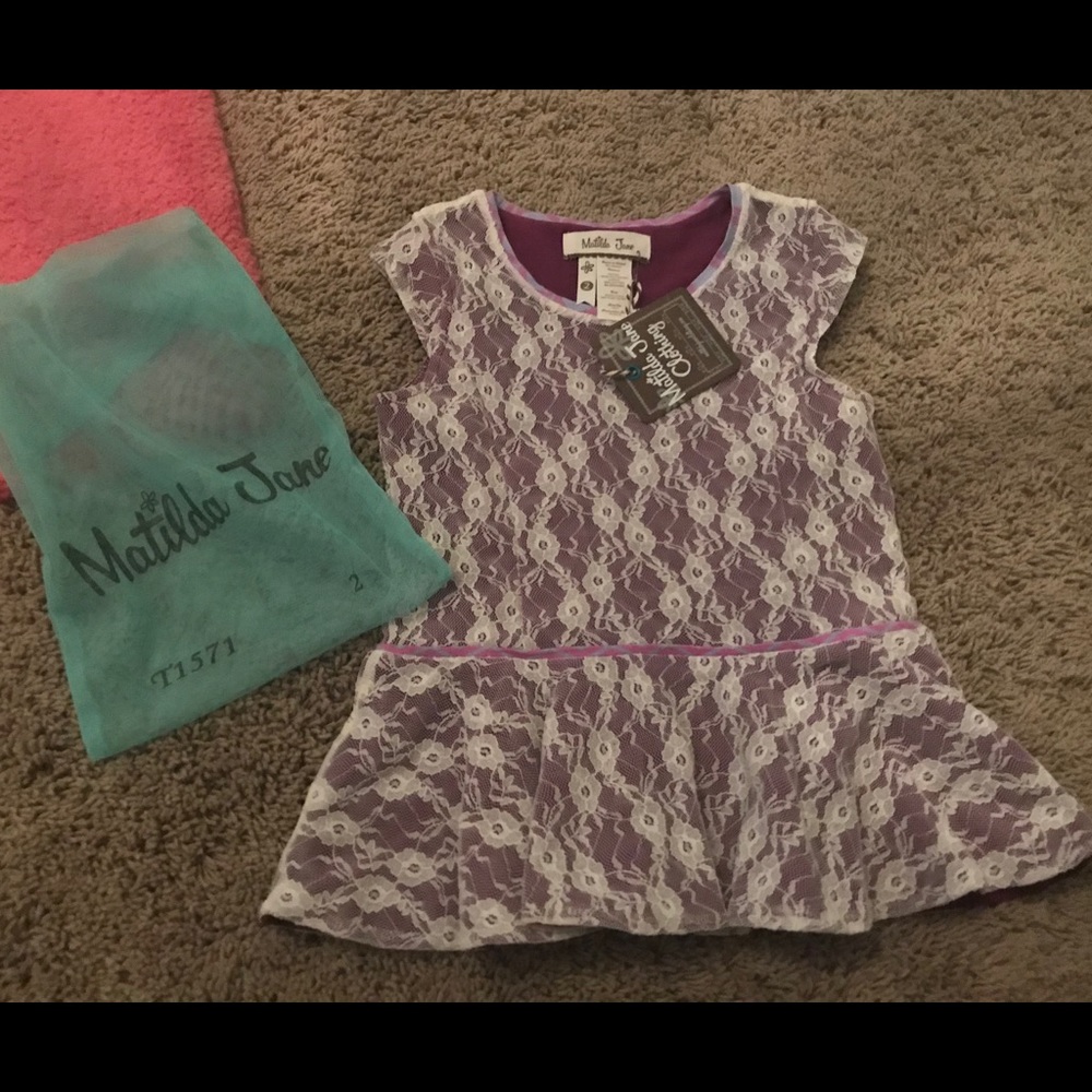 NWT Matilda Jane girl top tunic purple lace